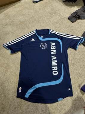 2007-2008 Ajax Amsterdam Away Football Shirt Jersey Blue